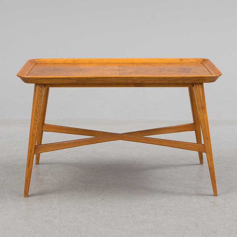An oak and burr birch coffee table, 1940's.