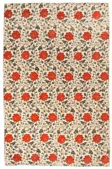 356. A TEXTILE, a pile on pile peonies cut velvet and silk fabric, 189 x 122,5 cm, China, Qing dynasty, 19th century.
