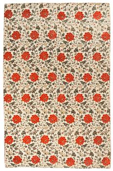 356. TEXTIL, skuren silkesammet med pioner, 189 x 122,5 cm, Kina, Qingdynastin, 1800-tal.