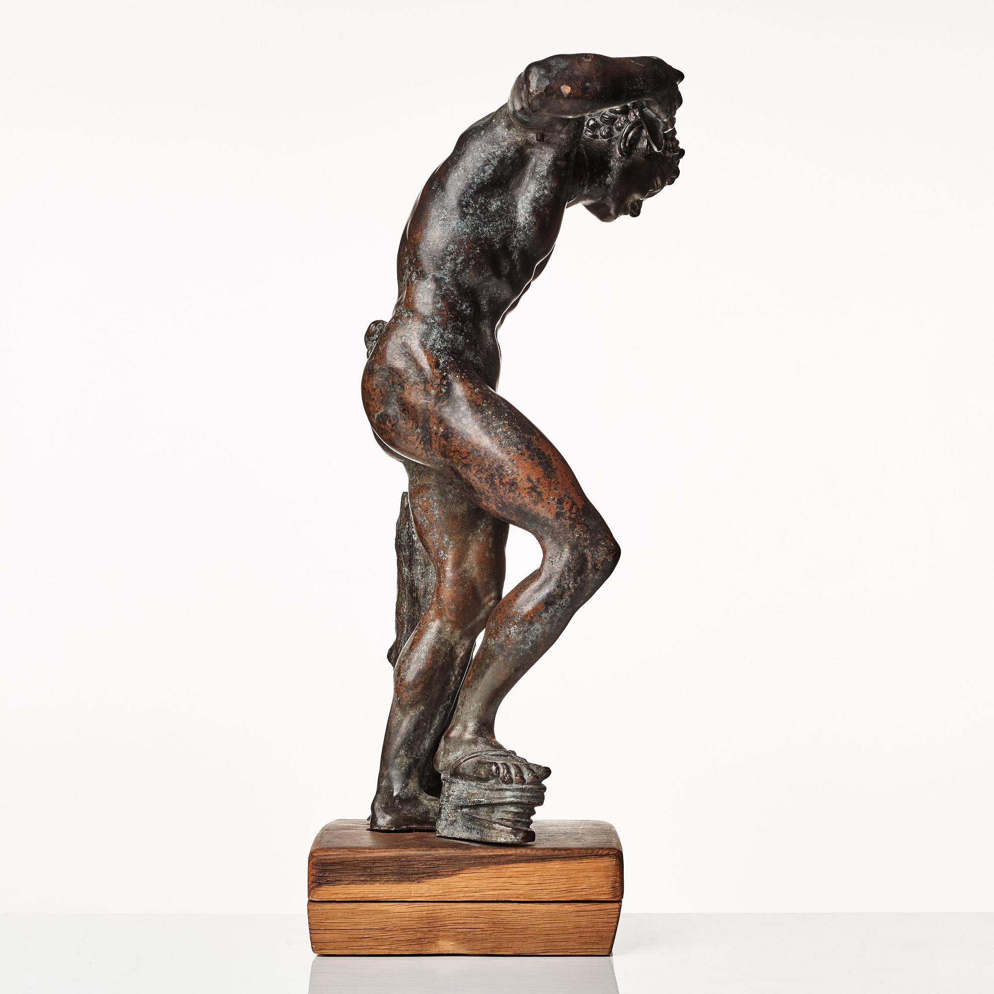 SCULPTURE, probably Italy 18th Century. Satyr with cymbals.