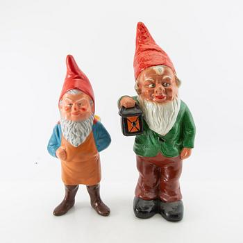 Gnomes 6 pcs mostly Germany mid/second half of the 20th century painted terracotta.