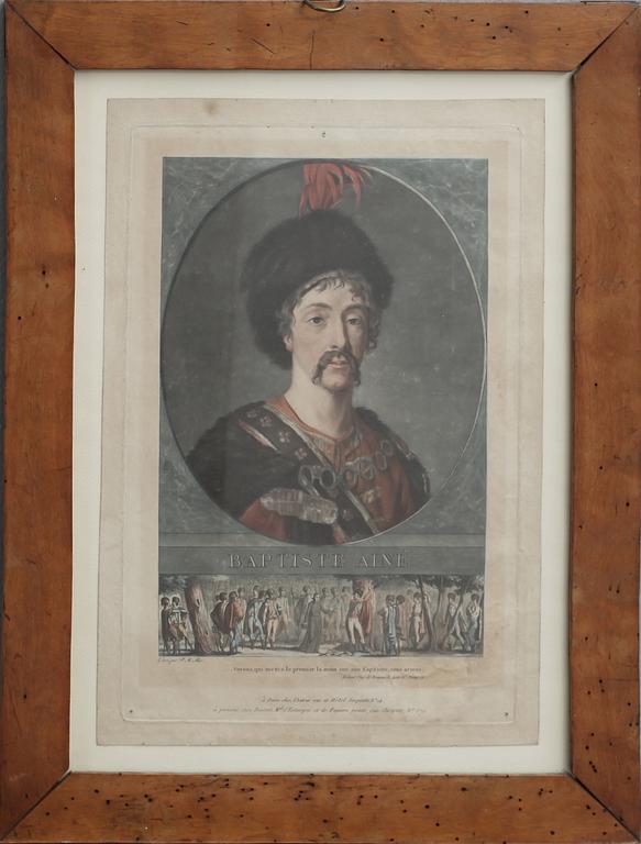 PIERRE MICHEL ALIX (FRANKRIKE), kolorerade kopparstick, 2 st, 1700/1800.