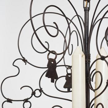 Carl Bergsten, probably, a lacquered steel wire 'Butterfly' celing lamp, Sweden, 1920s-1930s.
