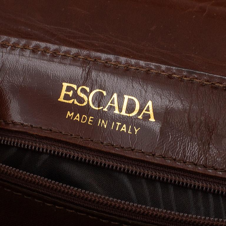 ESCADA, a brown leather handbag.