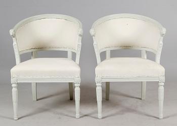 BALJFÅTÖLJER, 1 par, herrgårdstillverkning, empirestil, 1800-/1900-tal.