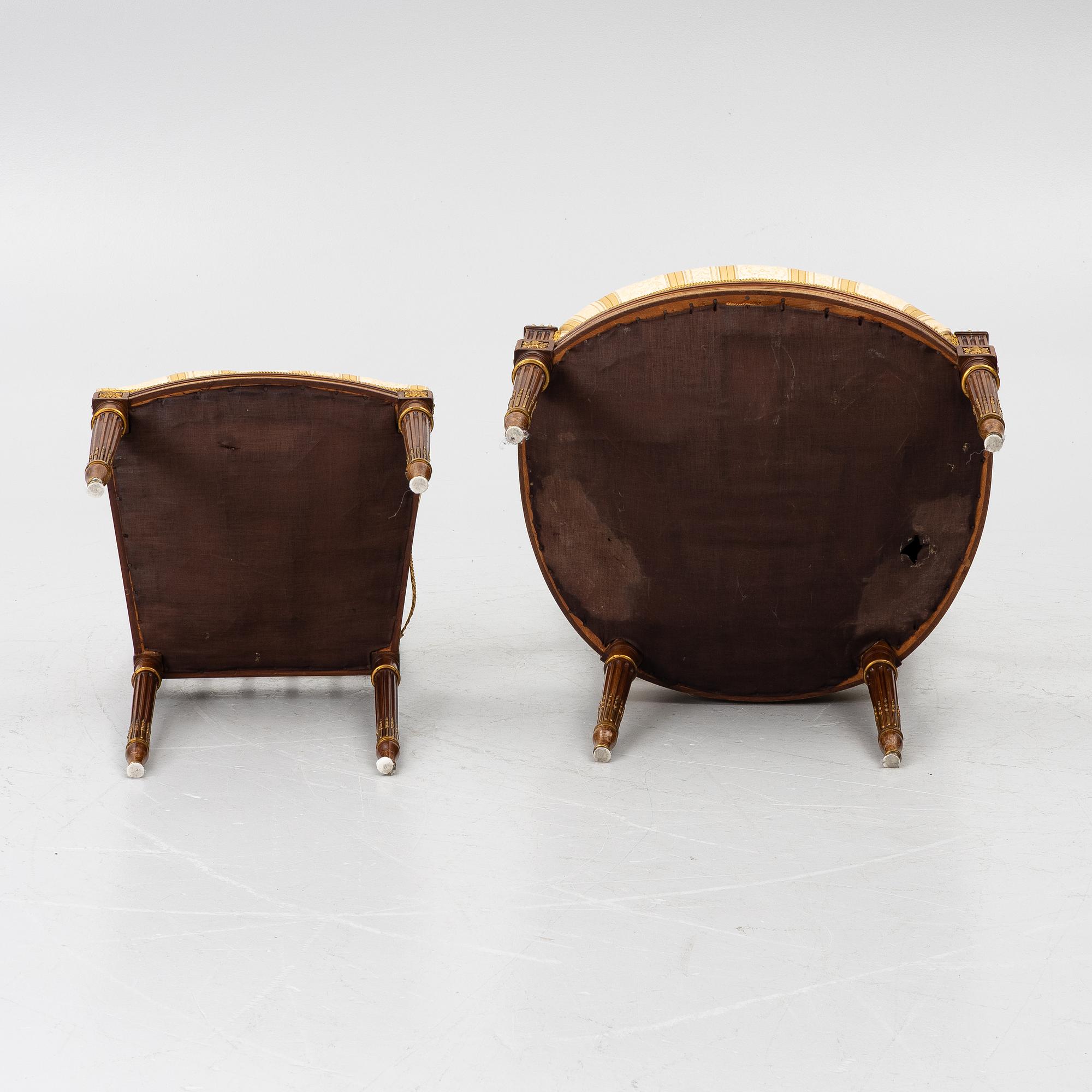 A seven-piece seating group, Louis XVI style, early 20th Century.