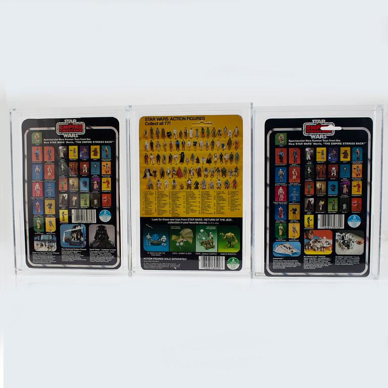 STAR WARS, Squid Head, Bossk (Bounty Hunter) ROTJ & IG-88 (Bonty Hunter)  ESB 32 back-a AFA 85 NM+, Kenner 1980-1983.