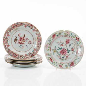 Plates, 7 pcs, China, Qing dynasty, Qianlong (1736-95).
