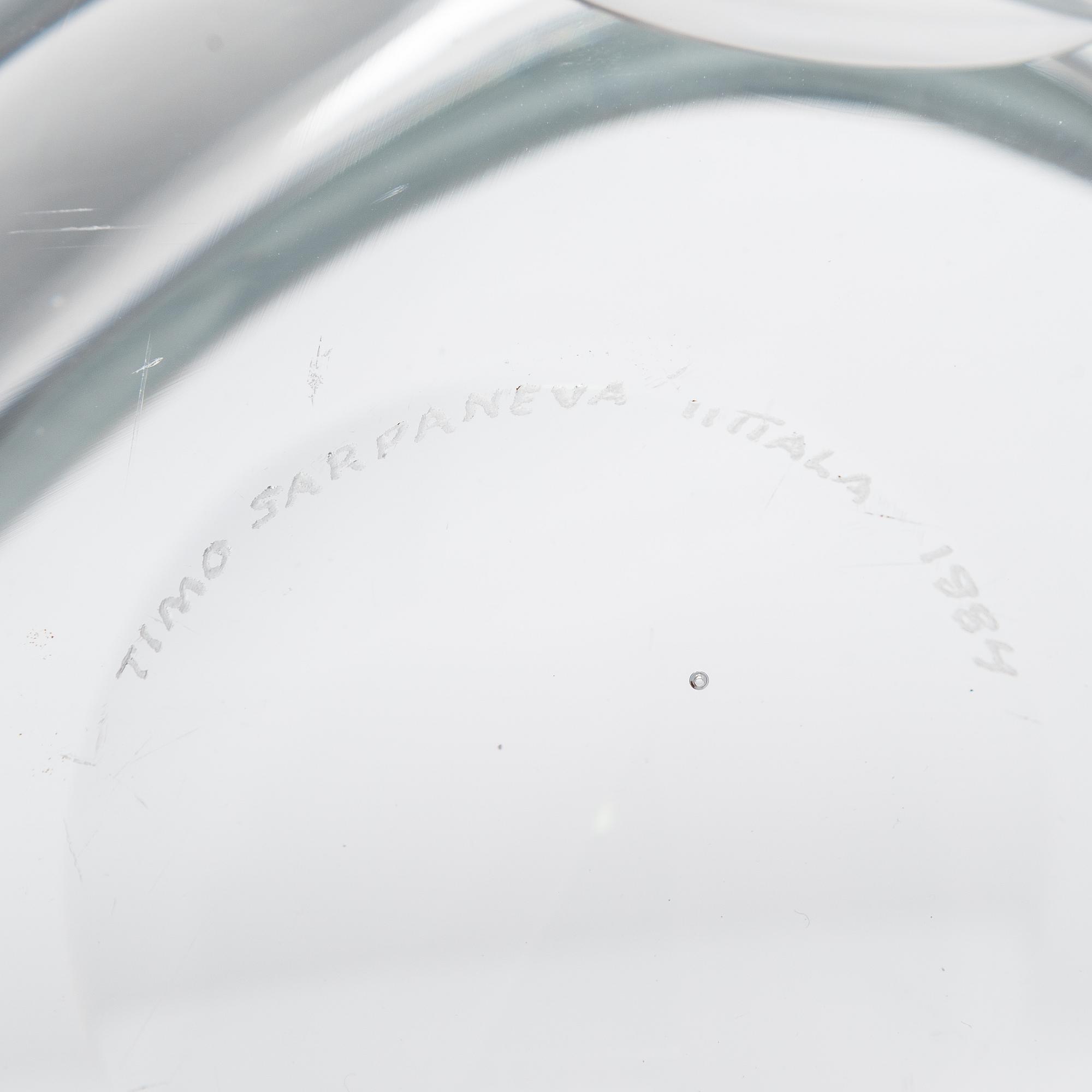 Timo Sarpaneva, baptismal bowl Claritas  'The Holy Trinity' signed Timo Sarpaneva Iittala 1984.