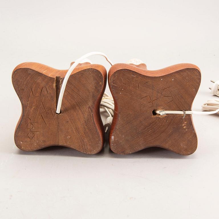 Table lamps, a pair, teak, 1960s.