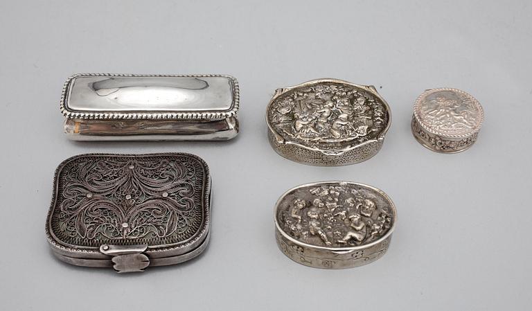 DOSOR, 5 st, silver, bl a Birmingham, England 1897, totalvikt ca 170 gram.