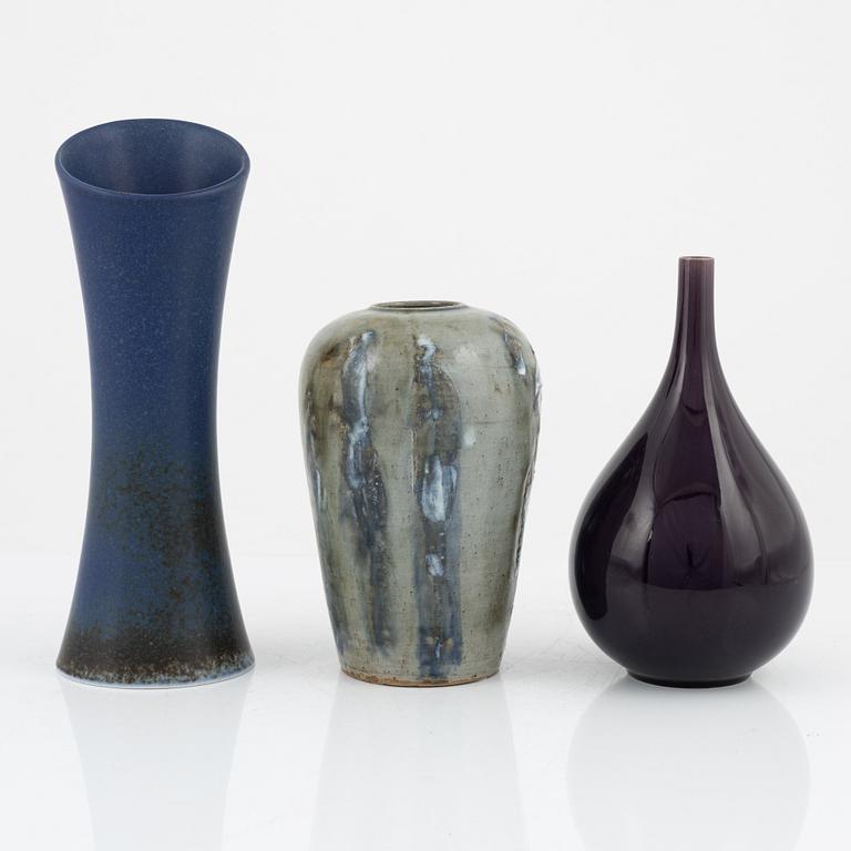 Carl-Harry Stålhane, a set of three stoneware vases, Rörstrand and Designhuset, Sweden.
