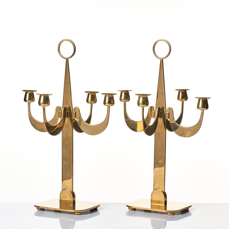 Josef Frank, a pair of brass candelabra by Svenskt Tenn, Sweden 1950's, model nr 2663.