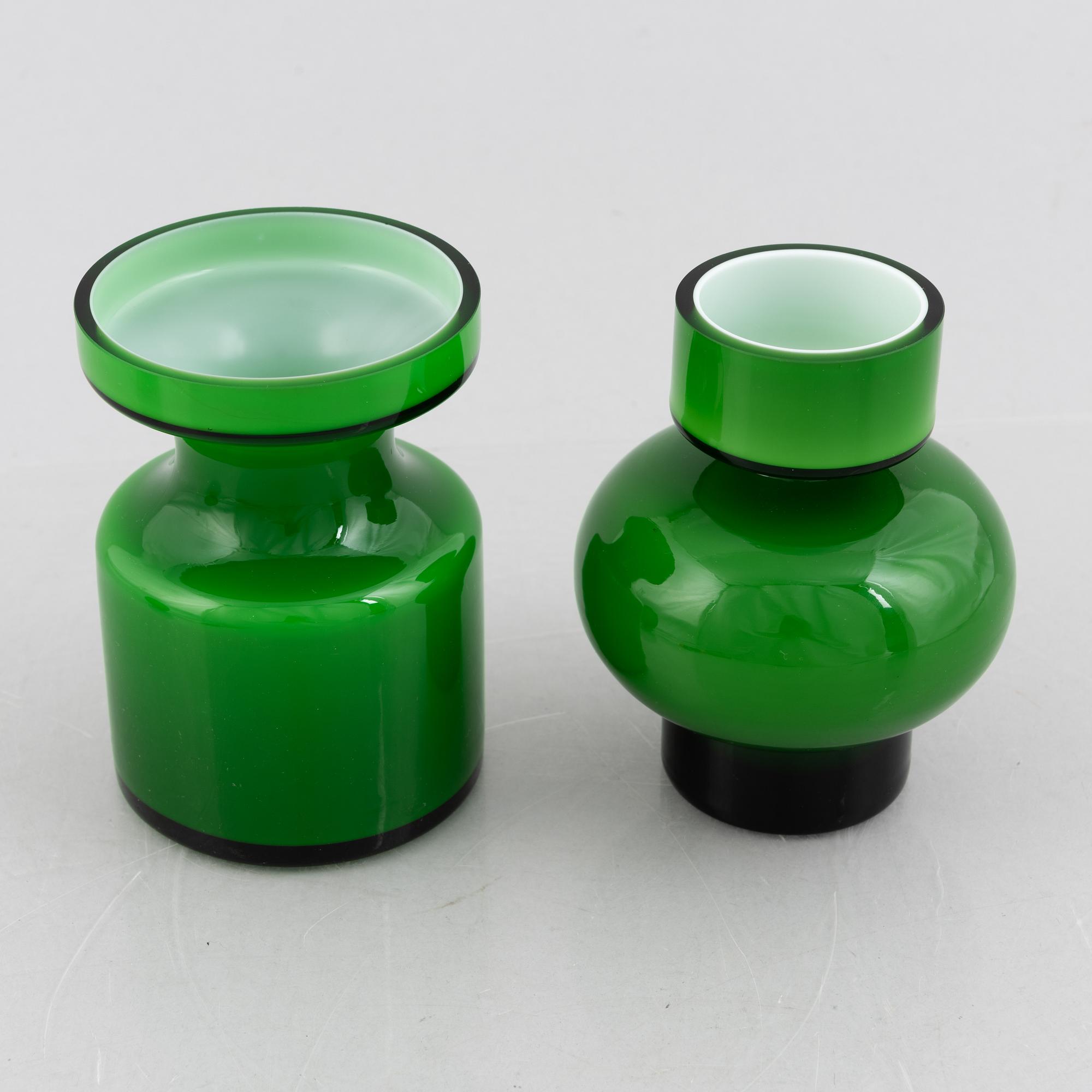 PO Ström, a set of three glass objects, Alsterfors glasbruk, 1960s/70s.