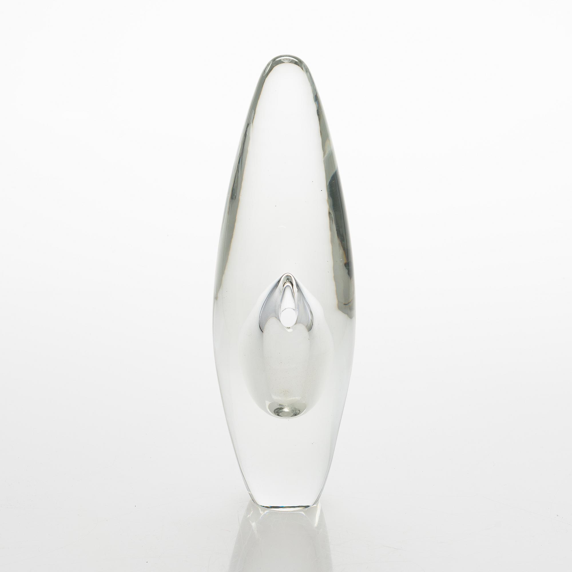 Timo Sarpaneva, veistos, "Orkidea", signeerattu Timo Sarpaneva Iittala -55. Malli muotoiltu 1954.