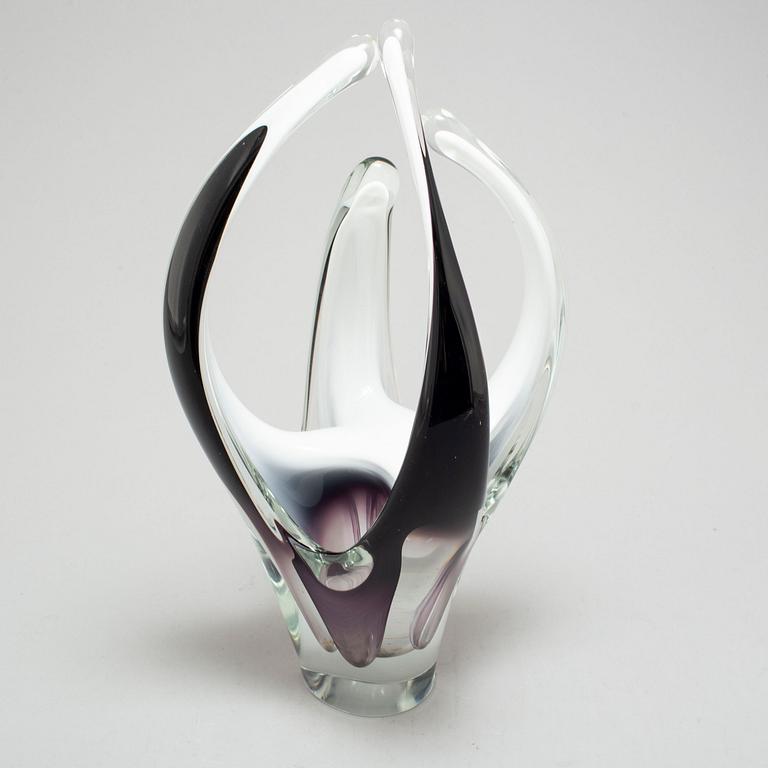 PAUL KEDELV, vase/skulptur, glas, "Coquille", Flygsfors, 1957.