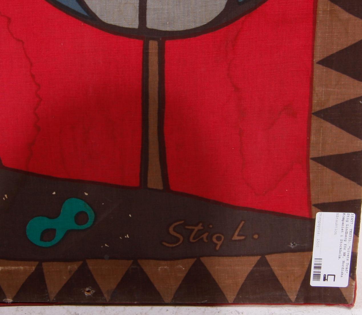 TEXTIL. "Livets Träd". Stig Lindberg för NK, Nordiska Kompaniet i Stockholm.