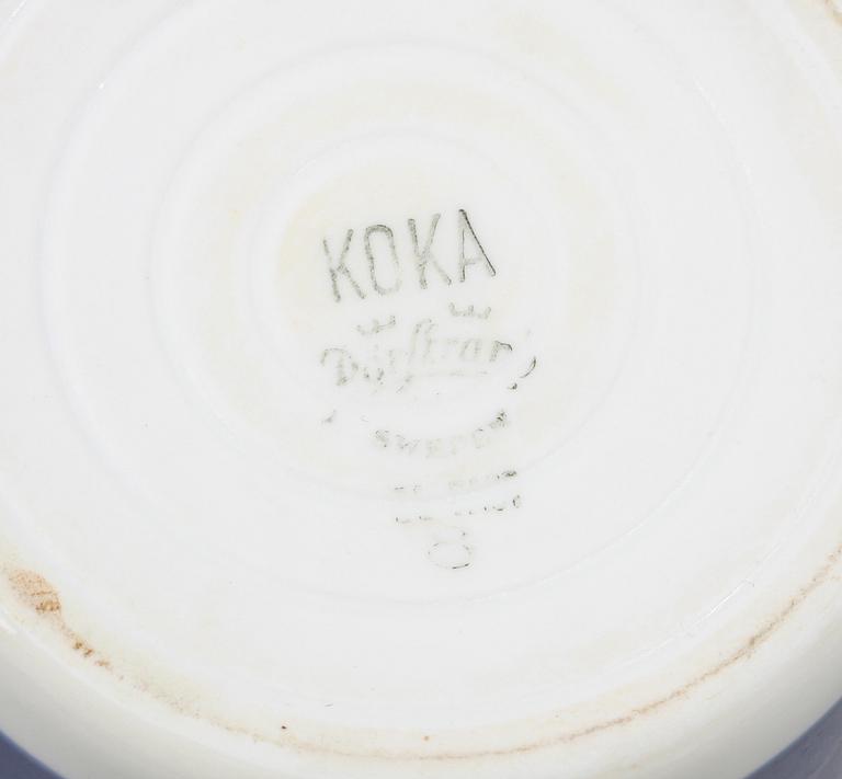 SERVISDELAR, 11 st, porslin, "Koka Blå", Rörstrand.