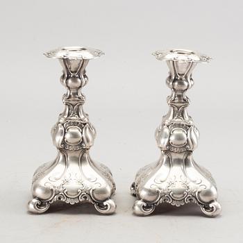 A pair of 20th century silver candle sticks mark of GAB Stockholm 1944.