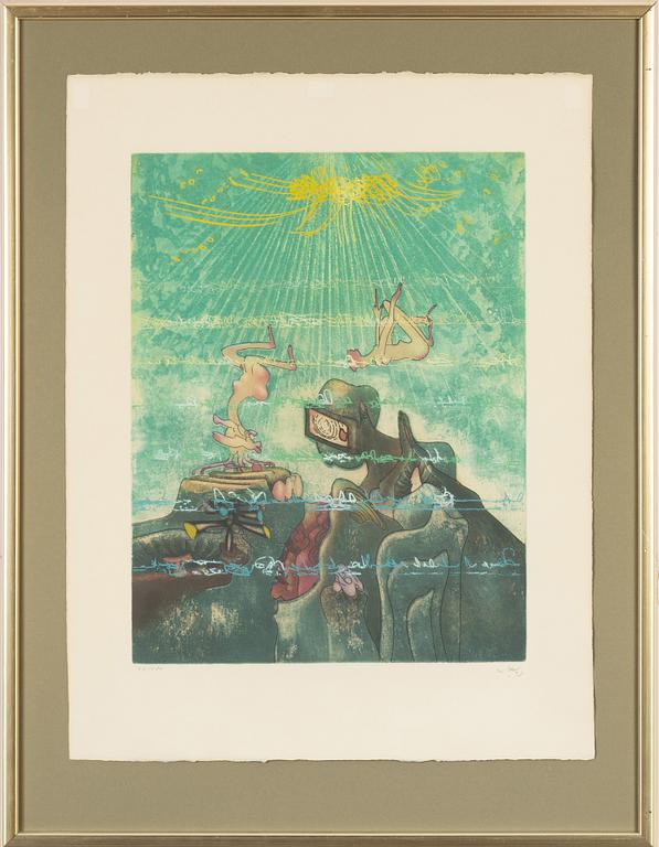 Roberto Matta, akvatintetsning, 1975, signerad 74/100.