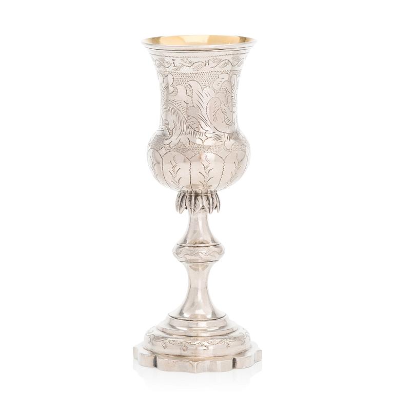 A Lithuanian silver chalice, maker's mark of Sh. Krumgal, Vilnius 1877.