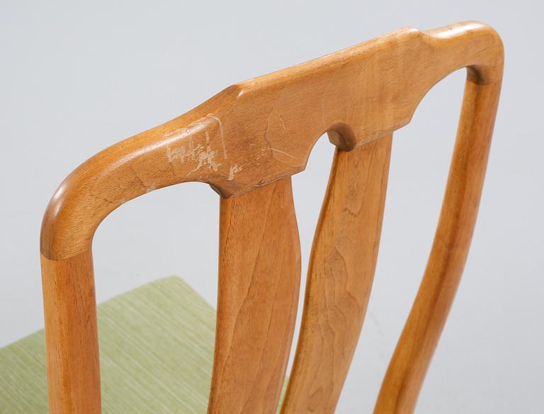 CARL MALMSTEN, a dining table and six chairs from Åfors Möbelfabrik, second half of the 20th century.