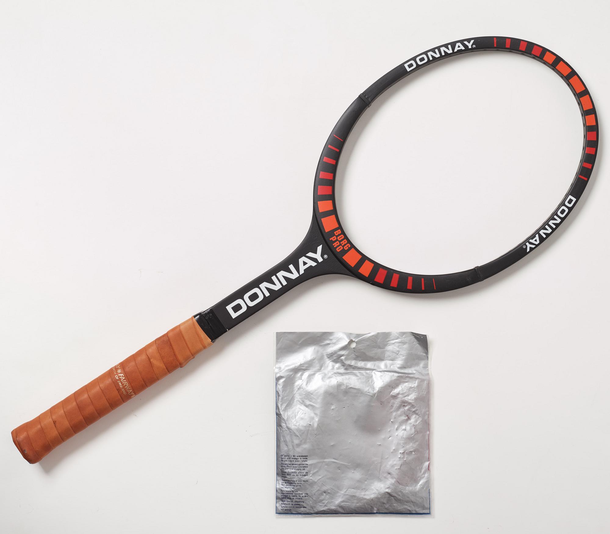 Tennis racket, Donnay. Signed by Björn Borg, specially made Donnay Borg Pro.