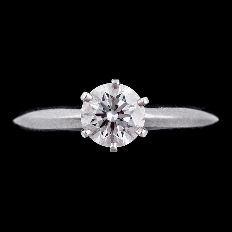 A Tiffany & Co brilliant cut diamond ring, 0.80 cts.