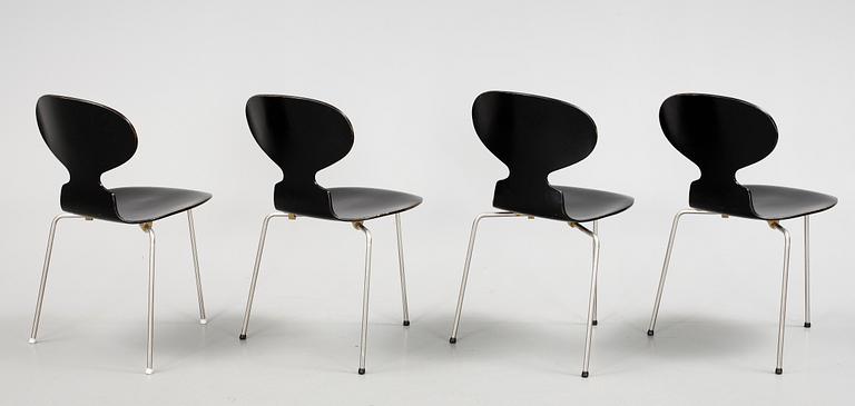 STOLAR, 4 st, "Myran", Arne Jacobsen, Fritz Hansen, 1900-talets mitt.