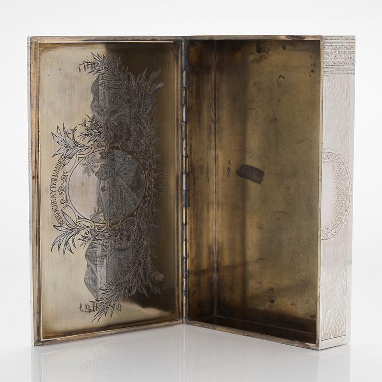 Fjodor Jartsev, cigarrskrin, silver, trompe l'oeil, Moskva 1889.