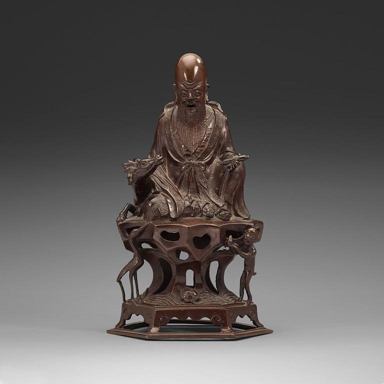 A bronze figure of Sholao, late Qing dynasty (1644-1912).