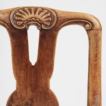 Stolar, sex stycken, Stockholmsarbeten, 1700-talets mitt,  tidig Rokoko.