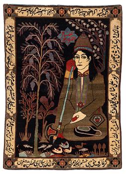 362. A semi-antique pictorial Nahavand rug, ca 190 x 135 cm.