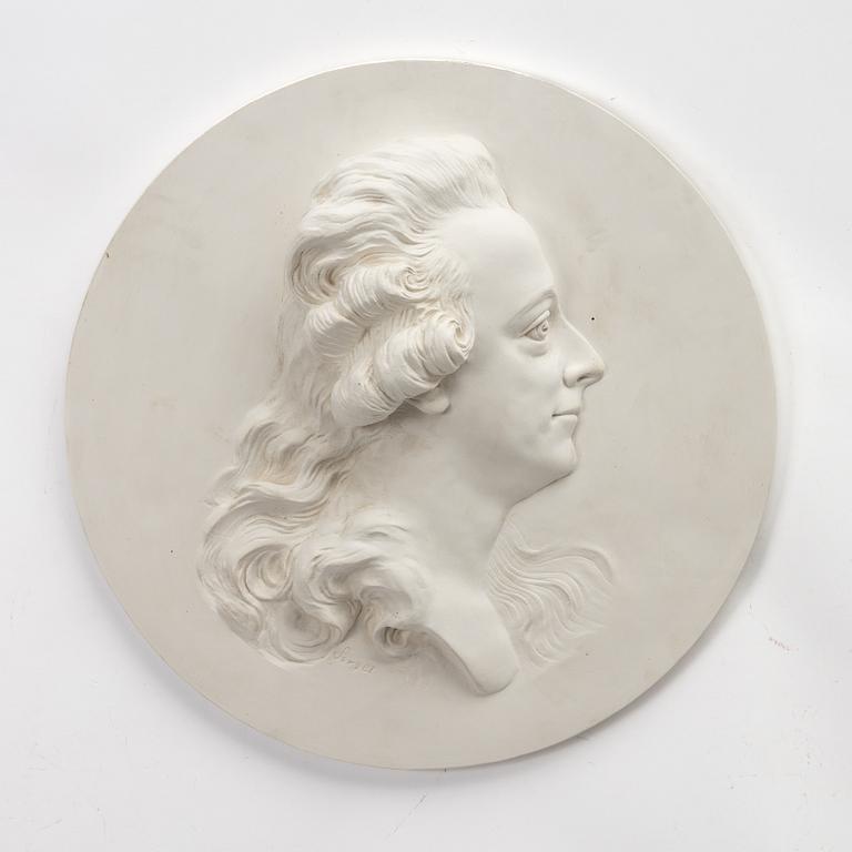 Johan Tobias Sergel, after, late 20th century, portrait medallion. "Gustaf III" (1746-1792).