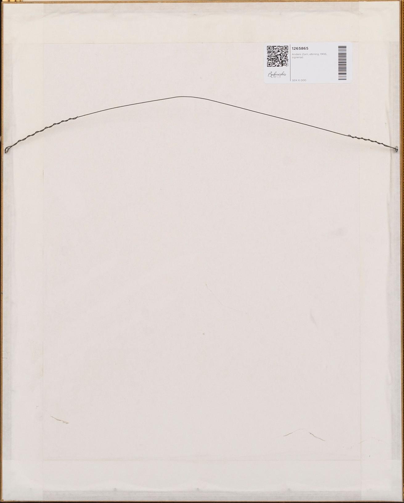 Anders Zorn, a signed etching from 1906.