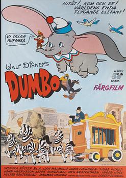 Walt Disney, A vintage movie poster, 'Dumbo', 1972.