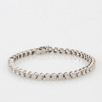 Tennis bracelet of 18K white gold with round brilliant-cut diamonds 3.50 ct in total, R. Jacot Zermatt Switzerland.