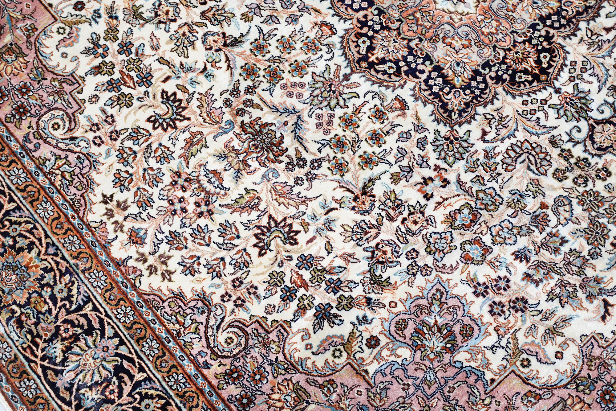 Rug, silk, Kashmir, approx. 215 x 212 cm.