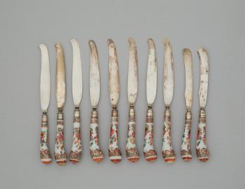 Bestick, 28 stycken, med porslinskaft. Qingdynastin, Qianlong (1736-95).
