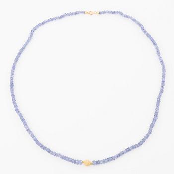 Collier och armband, med tanzaniter, lås 18K guld.