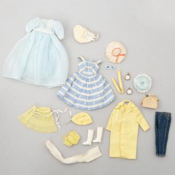 Barbie dolls, 8 pcs with clothes and accessories, Mattel, 1960s/70s.