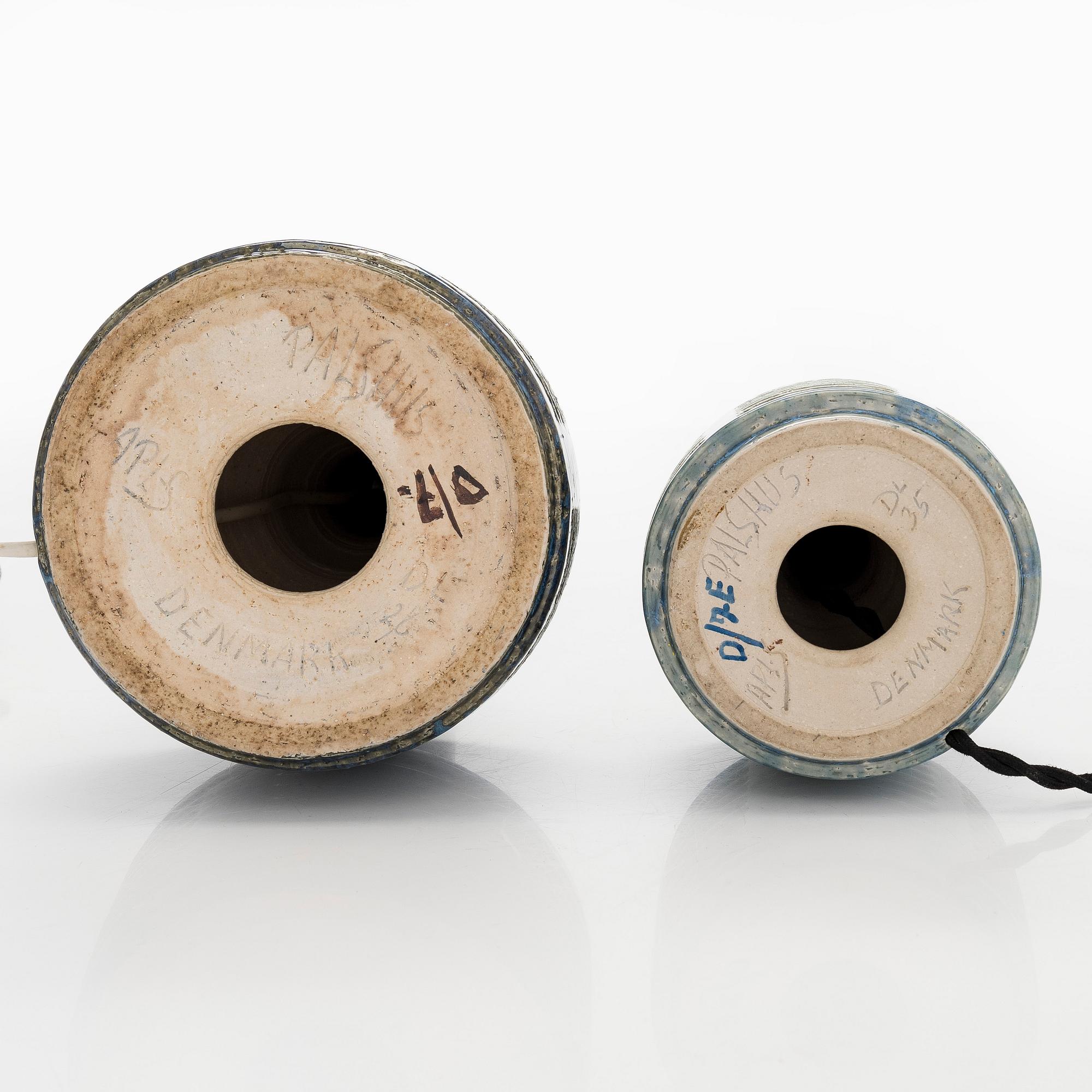 A stoneware table lamps, signed Palshus Danmark.