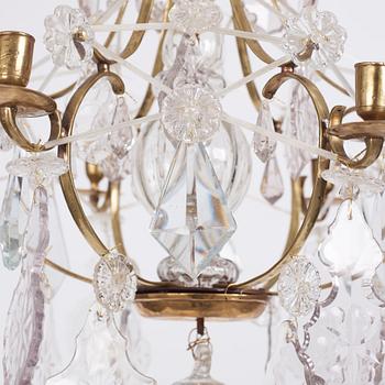 A Swedish Rococo six-light chandelier, 18th century.