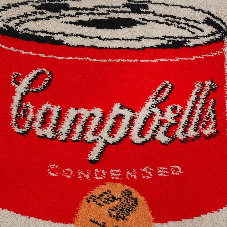 A rug after Andy Warhol, "Campbells Tomato Soup", by Ege Artline, second half of the 20th century, 87 x 81 cm.