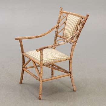 A set of sofa, table and armchairs, bamboo, first part of the 20th century.