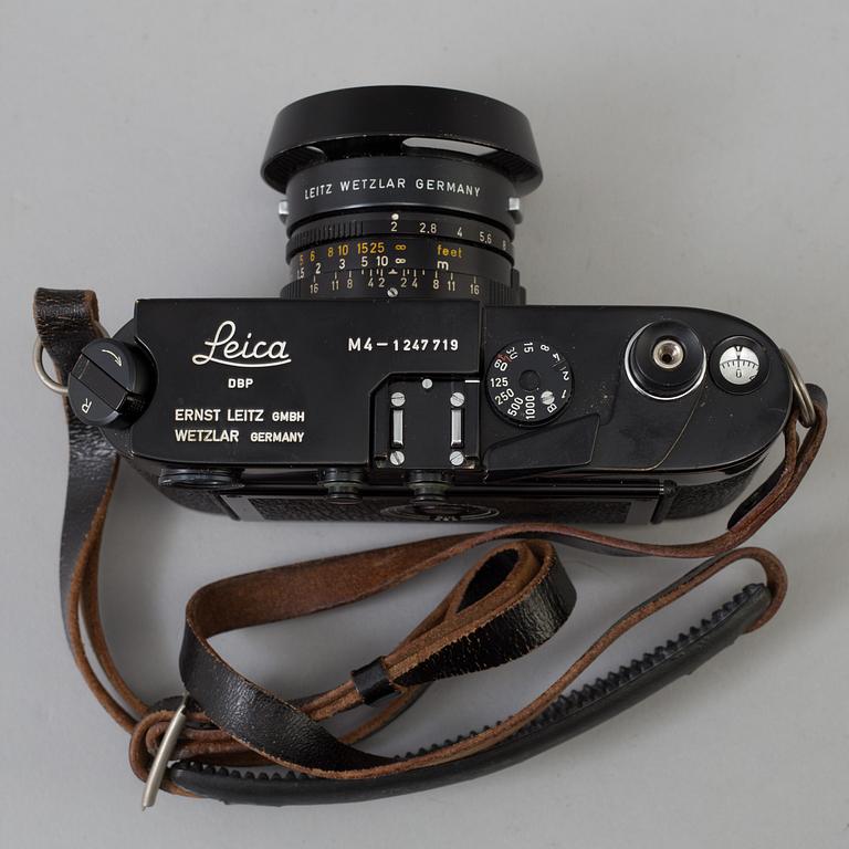 A black body Leica M4 no 1247719 from 1969-70 from Weitzlar with Summicron 1:2 / 35 and a Leica- Meter.