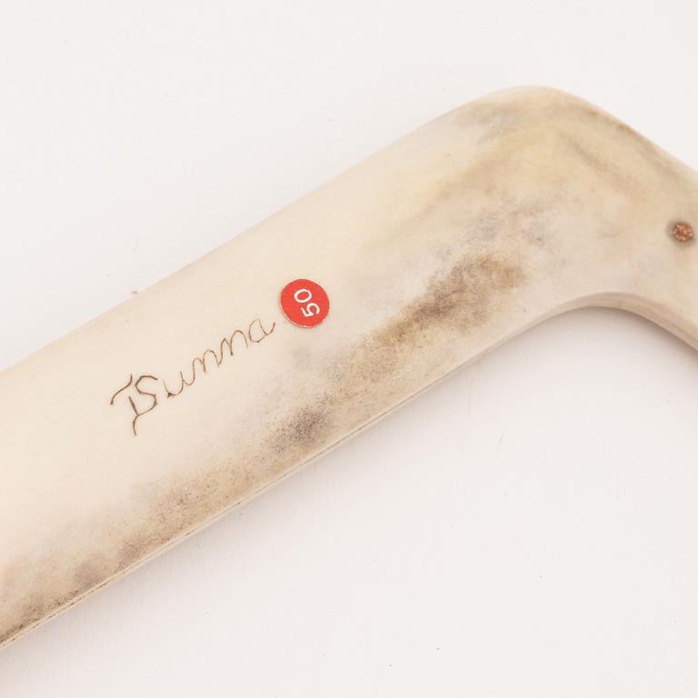 A reindeer horn knife by Thore Sunna, before 1965, signed.