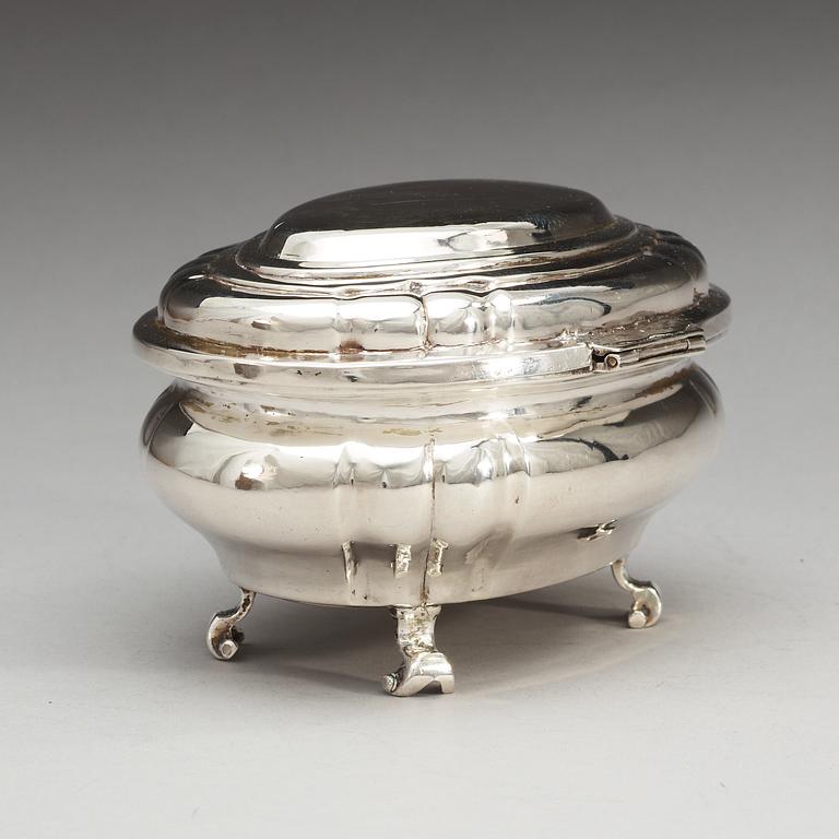 A Swedish 18th century silver casket, makers mark of Petter Ersson Lund, Stockholm 1747.