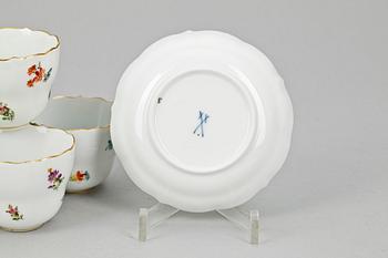 MOCCAKOPPAR med FAT, 5 delar, Meissen, 1900-talets första hälft.
