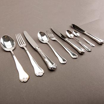 A Swedish 20th century set of 99 silver cutlery mark of Mema Linköping 1982, weight including cartoons 3140 gr.